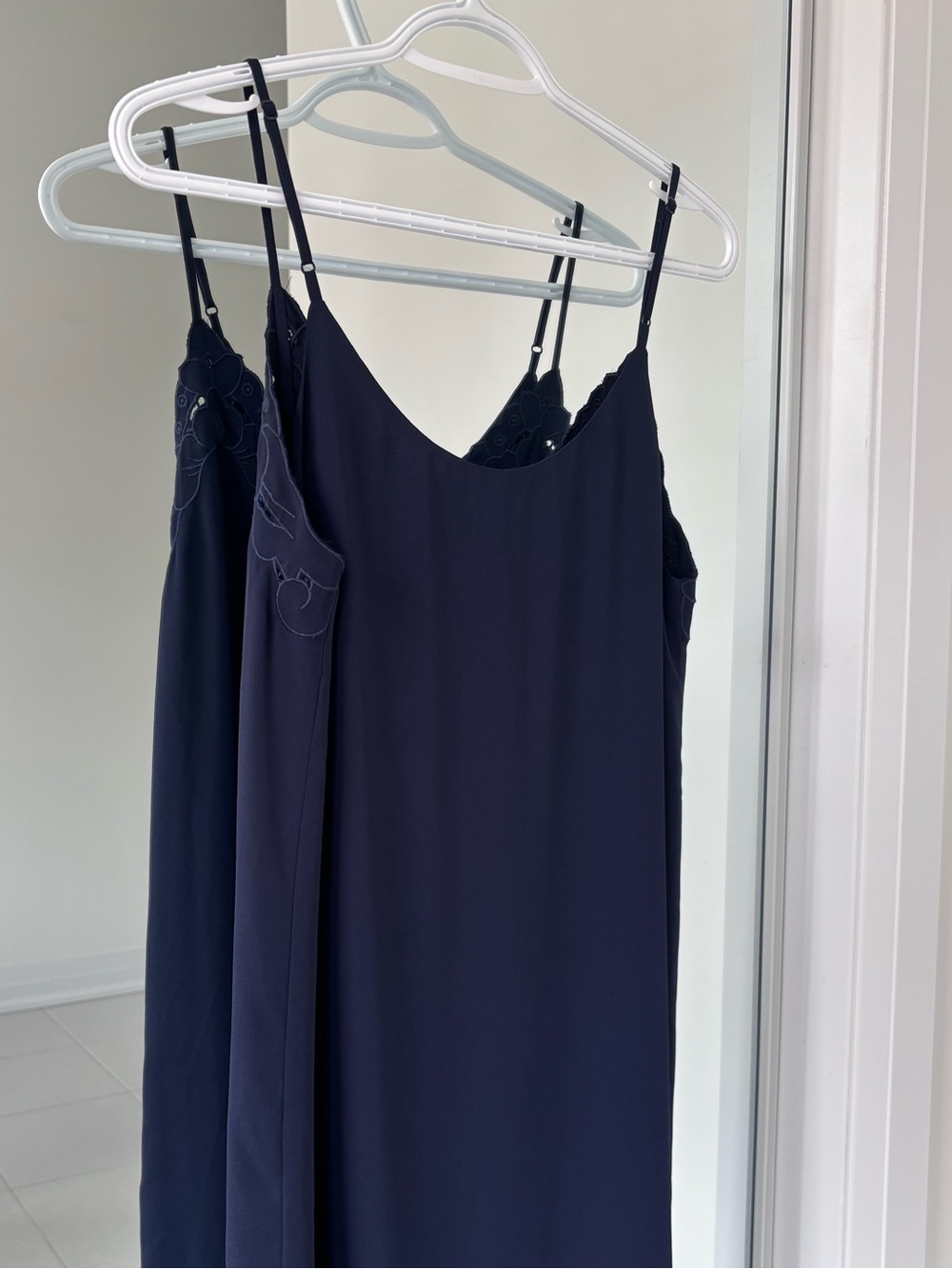 Babaton Lace Trim Slip Dress in Navy - Picture 4 of 9